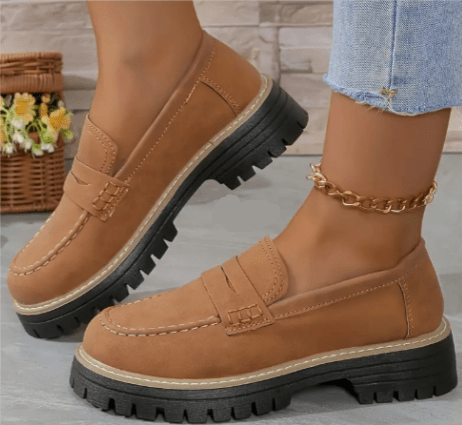Mocassino Penny Loafer in similpelle con suola platform per donna