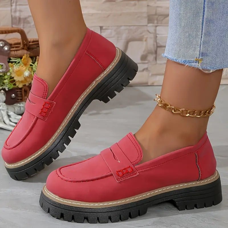 Mocassino Penny Loafer in similpelle con suola platform per donna