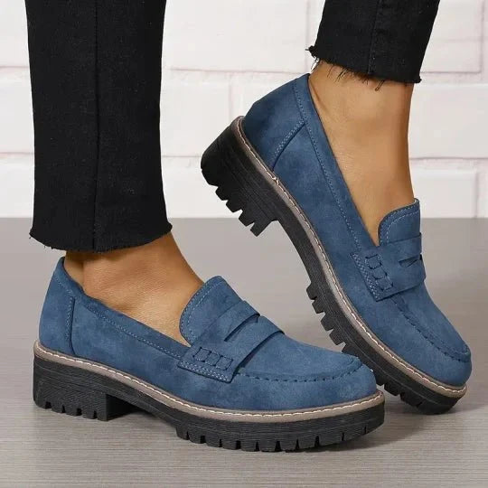 Mocassino Penny Loafer in similpelle con suola platform per donna