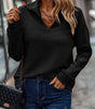 Maglione ampio con collo a zip e coste, maniche lunghe da donna  