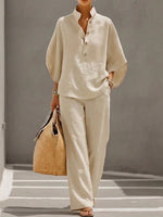 Completo casual da donna con pantaloni larghi | Ideale per l'estate