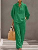 Completo casual da donna con pantaloni larghi | Ideale per l'estate