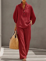Completo casual da donna con pantaloni larghi | Ideale per l'estate