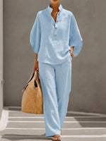 Completo casual da donna con pantaloni larghi | Ideale per l'estate