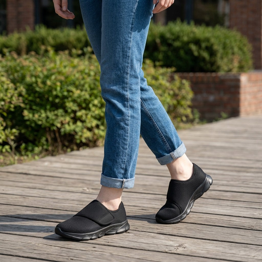 Cesto Confort per Piedi Larghi in Maglia Traspirante da Donna