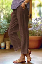 Pantalon droit en coton et lin pour femmes - Emilia Lane
