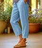Pantalon droit en coton et lin pour femmes - Emilia Lane
