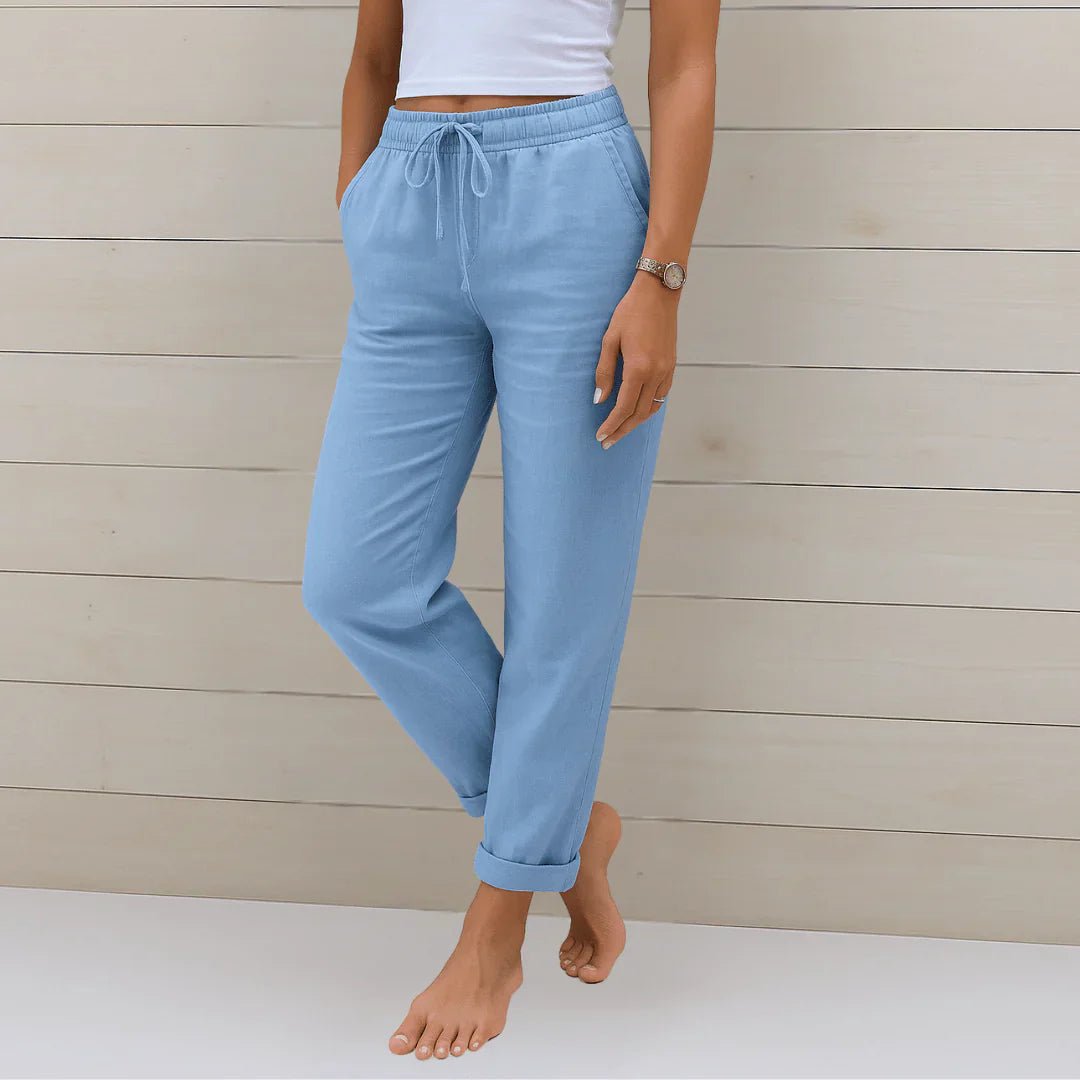 Pantalon large en coton et lin pour femmes - Emilia Lane