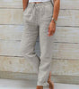 Pantalon Large en Coton et Lin Taille Élastique pour Femmes - Emilia Lane