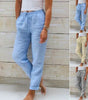 Pantalon Large en Coton et Lin Taille Élastique pour Femmes - Emilia Lane