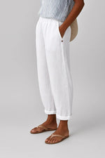 Pantalon Large Taille Haute en Coton et Lin pour Femmes - Emilia Lane
