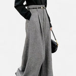 Pantalon Large Taille Haute en Tweed pour Femmes - Emilia Lane