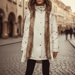 Parka lunga con cappuccio e pelliccia ecologica da donna