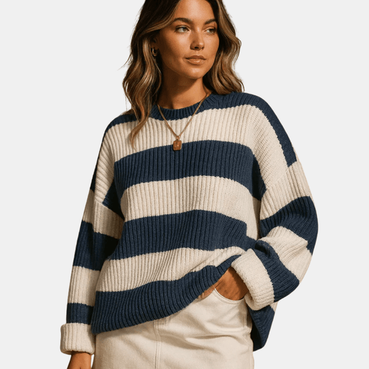 Pull à rayures larges en maille douce pour femmes - Emilia Lane