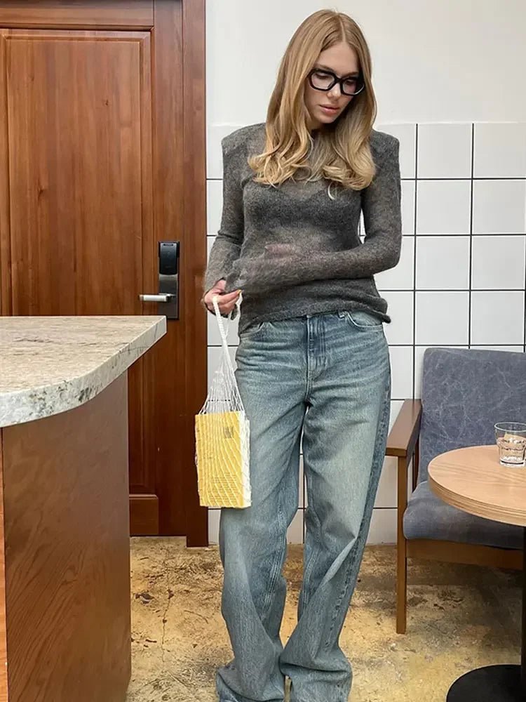 Pull ajusté à manches longues et col rond pour Femmes - Emilia Lane
