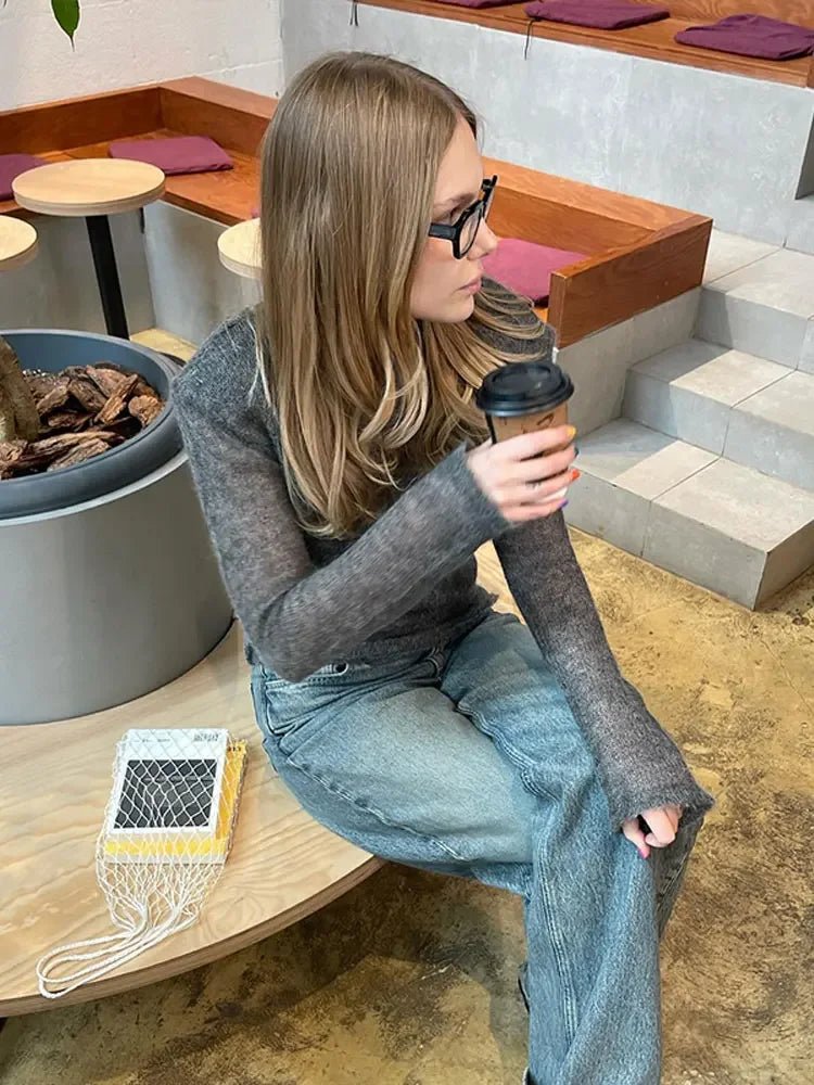Pull ajusté à manches longues et col rond pour Femmes - Emilia Lane
