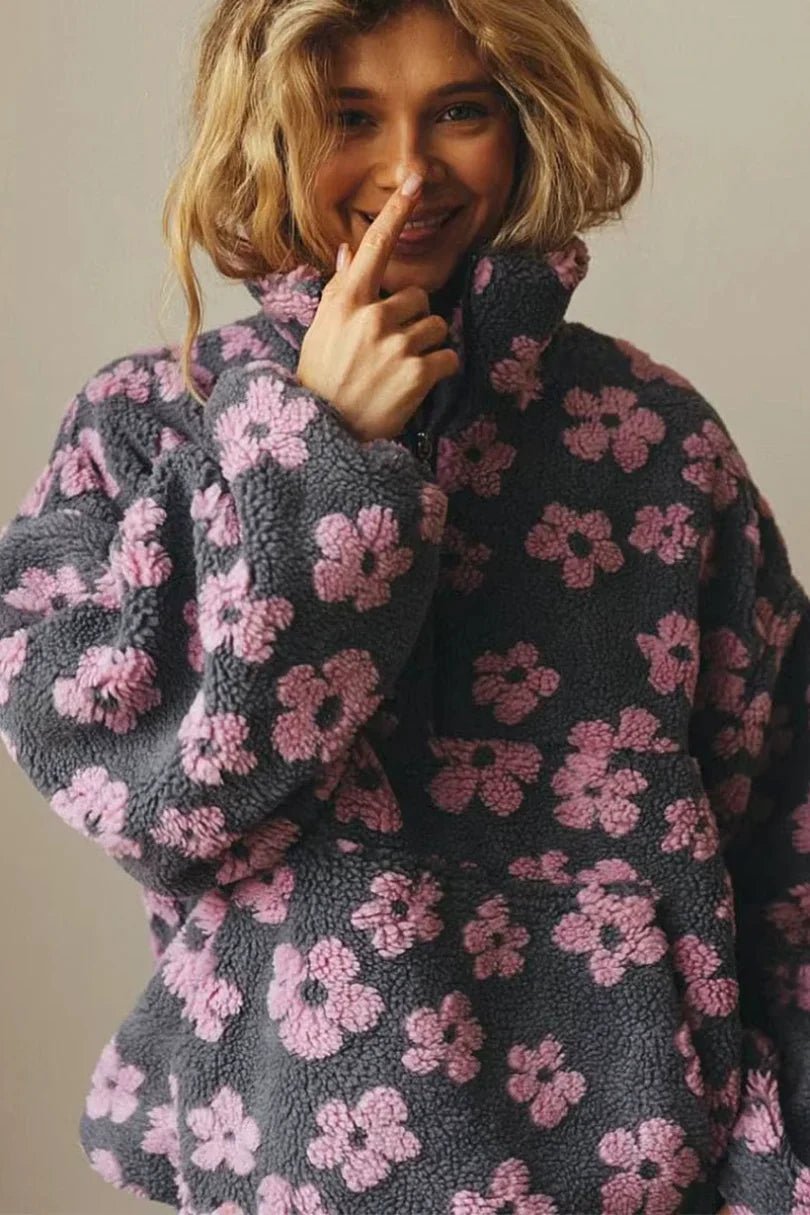 Pull chaud en polaire à motif floral pour femme - Emilia Lane