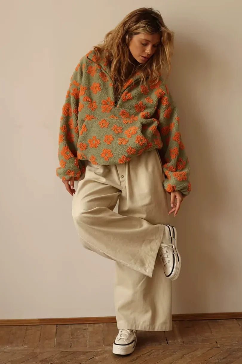 Pull chaud en polaire à motif floral pour femme - Emilia Lane