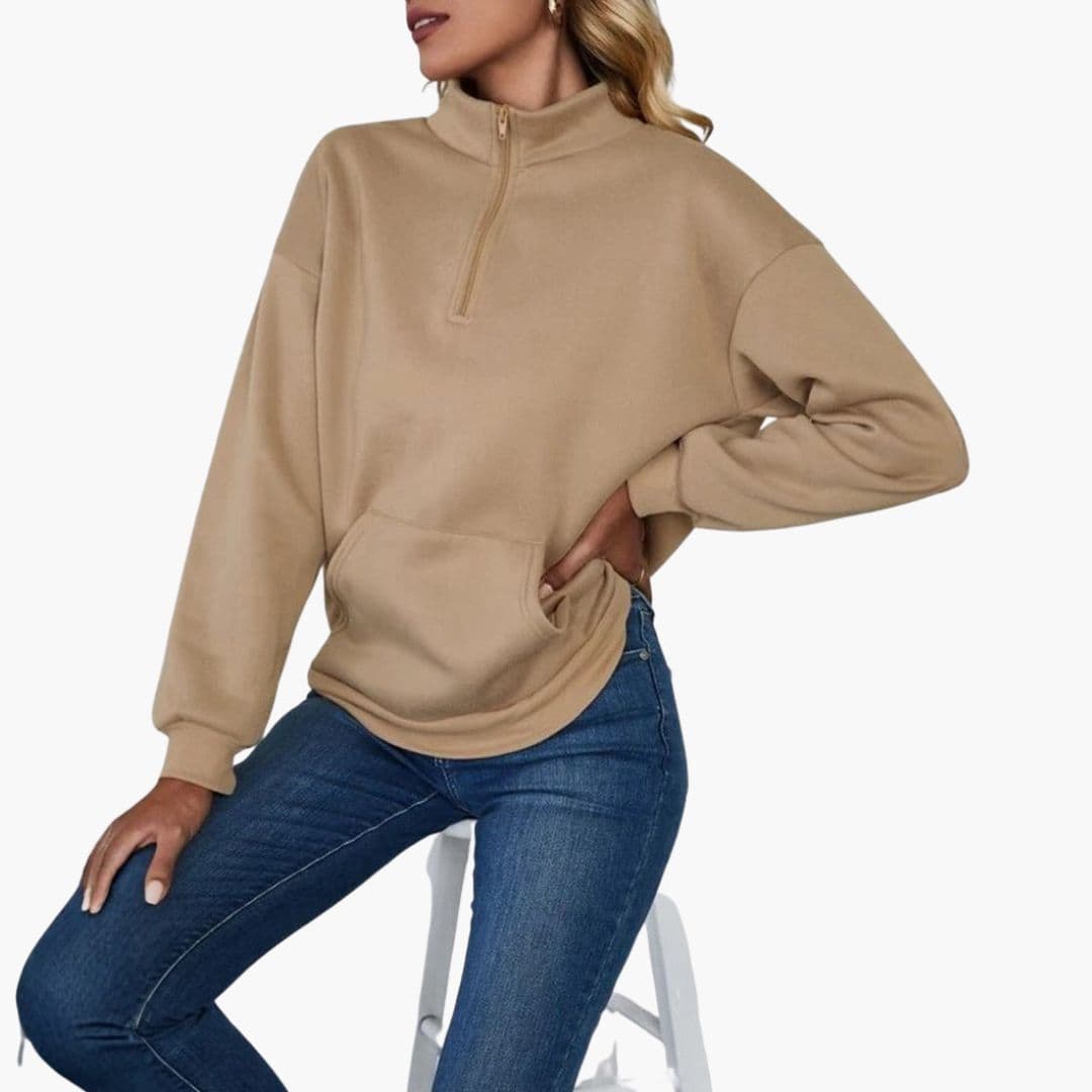 Pull Col Montant Zippé avec Poches pour Femmes - Emilia Lane