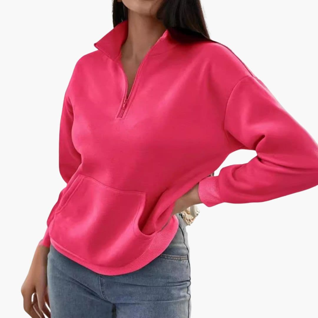 Pull Col Montant Zippé avec Poches pour Femmes - Emilia Lane
