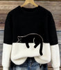 Pull décontracté avec motif chat pour femmes - Emilia Lane
