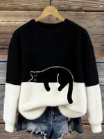 Pull décontracté avec motif chat pour femmes - Emilia Lane