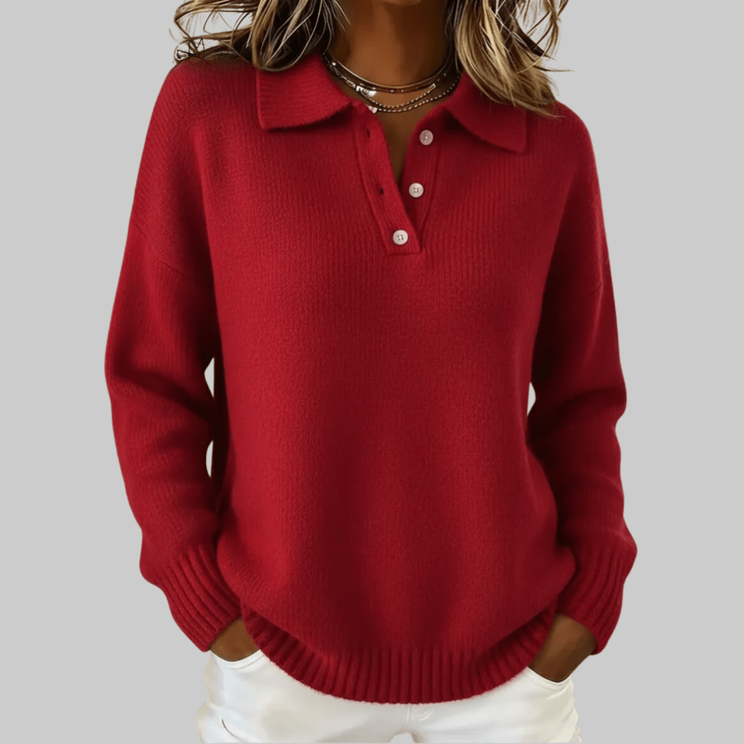 Pull Polo en Maille Souple pour Femmes - Emilia Lane