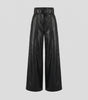 Pantaloni larghi a vita alta in ecopelle con cintura da donna