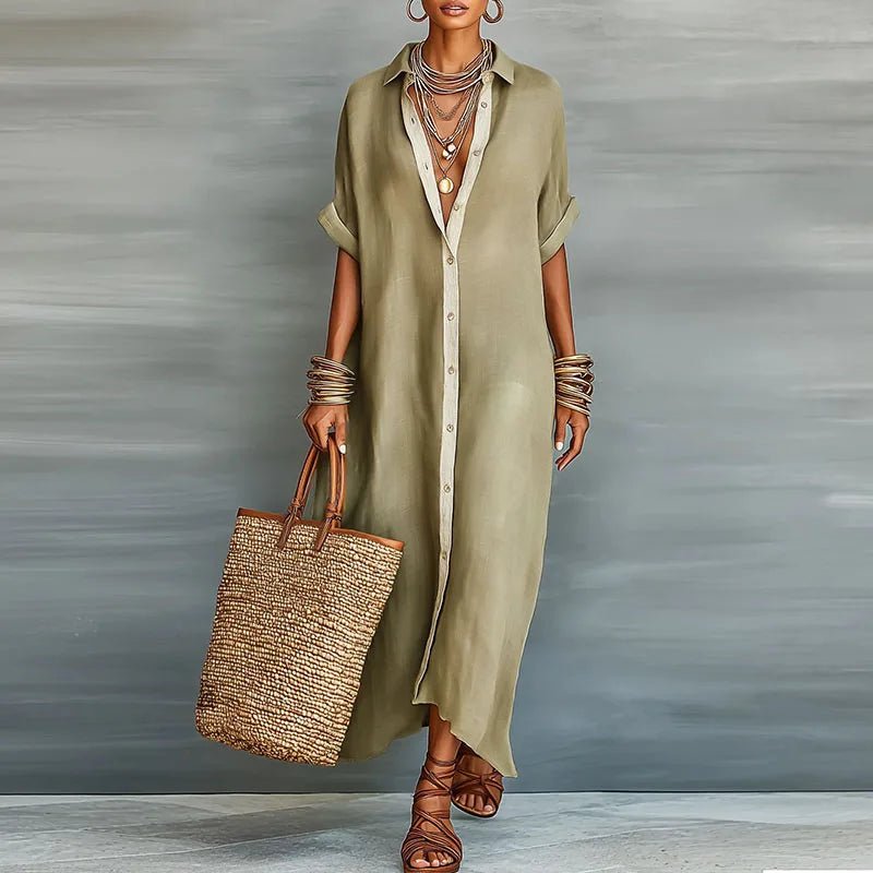 Abito Camicia Lunga in Cotone-Lino per Donna | Ideale per l'Estate