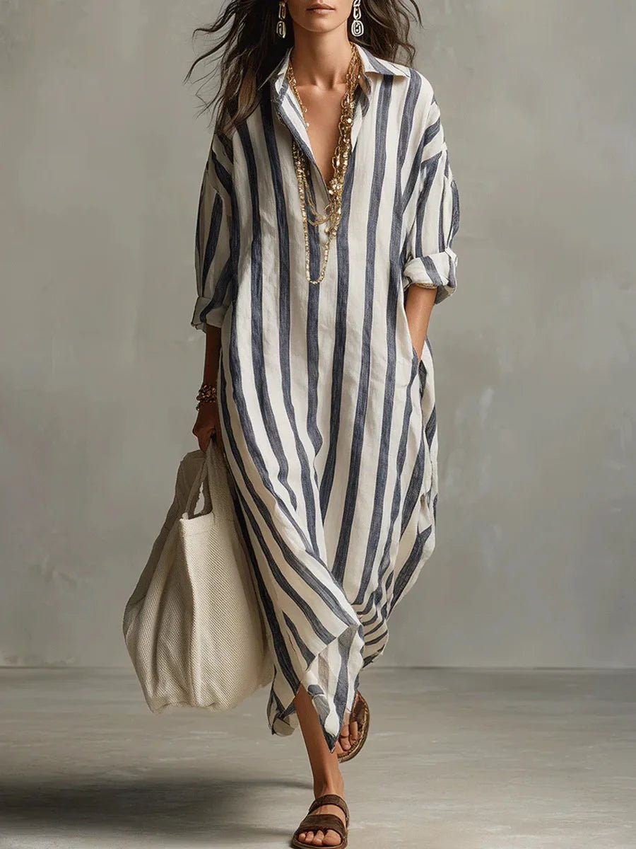 Robe Chemise Longue en Lin Mélangé pour Femme | Idéale pour le Quotidien - Emilia Lane