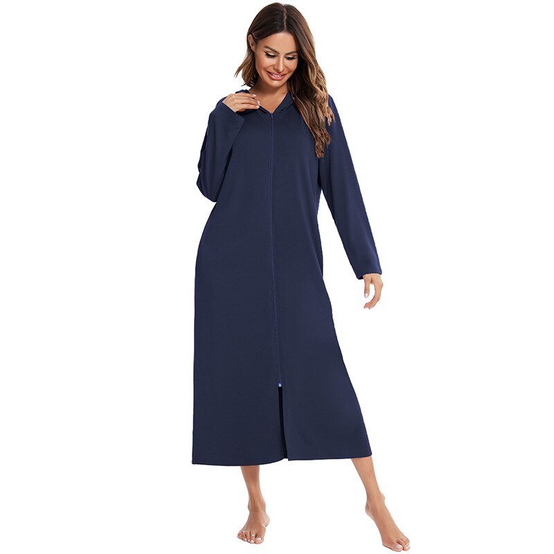 Robe de nuit zippée à capuche pour femmes - Emilia Lane