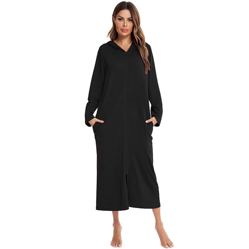 Robe de nuit zippée à capuche pour femmes - Emilia Lane