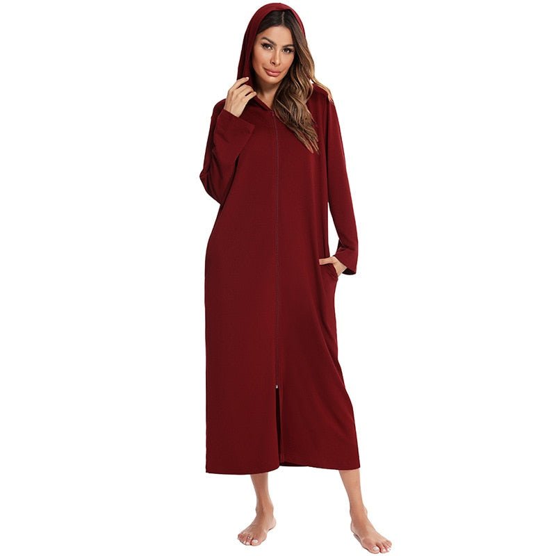 Robe de nuit zippée à capuche pour femmes - Emilia Lane