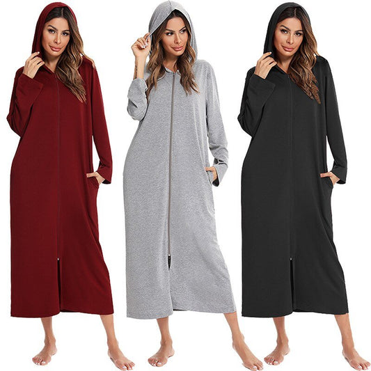 Robe de nuit zippée à capuche pour femmes - Emilia Lane