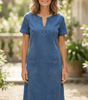 Robe Droite en Denim avec Poches pour Femmes - Emilia Lane