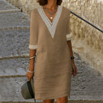 Abito midi in cotone e lino da donna | Ideale per l'estate