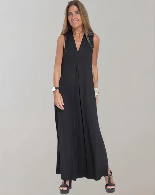 Robe longue à col en V pour femmes - Emilia Lane