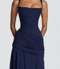 Robe Longue à Encolure Carrée et Drapé Latéral pour Femme | Idéale pour l'Été - Emilia Lane