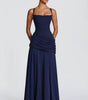 Robe Longue à Encolure Carrée et Drapé Latéral pour Femme | Idéale pour l'Été - Emilia Lane