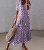 Robe Longue à Imprimé Géométrique et Manches Lanternes pour Femmes - Emilia Lane