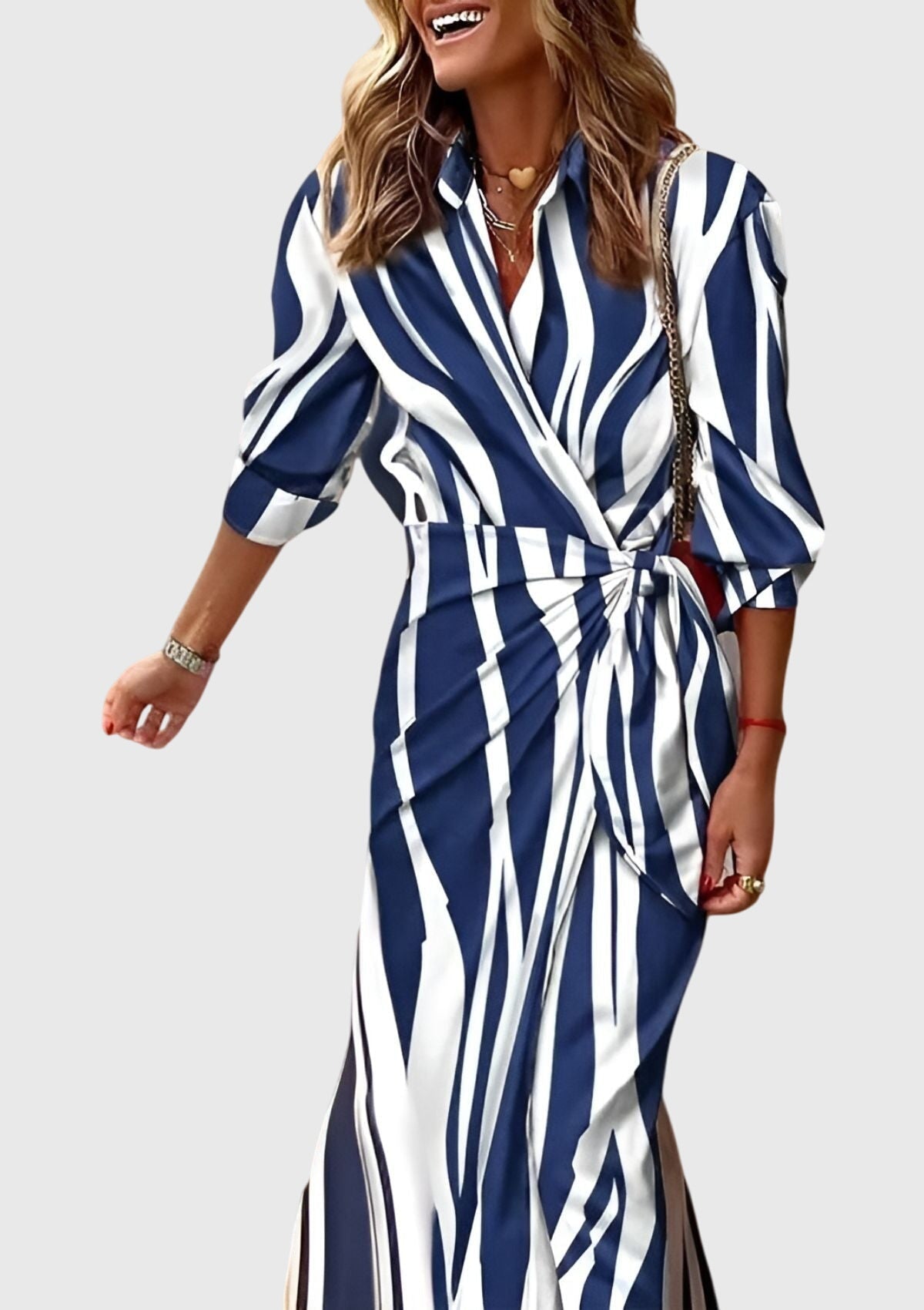 Robe longue à manches longues imprimée pour femmes - Emilia Lane