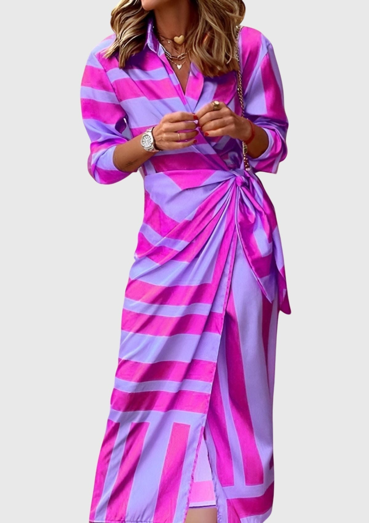 Robe longue à manches longues imprimée pour femmes - Emilia Lane
