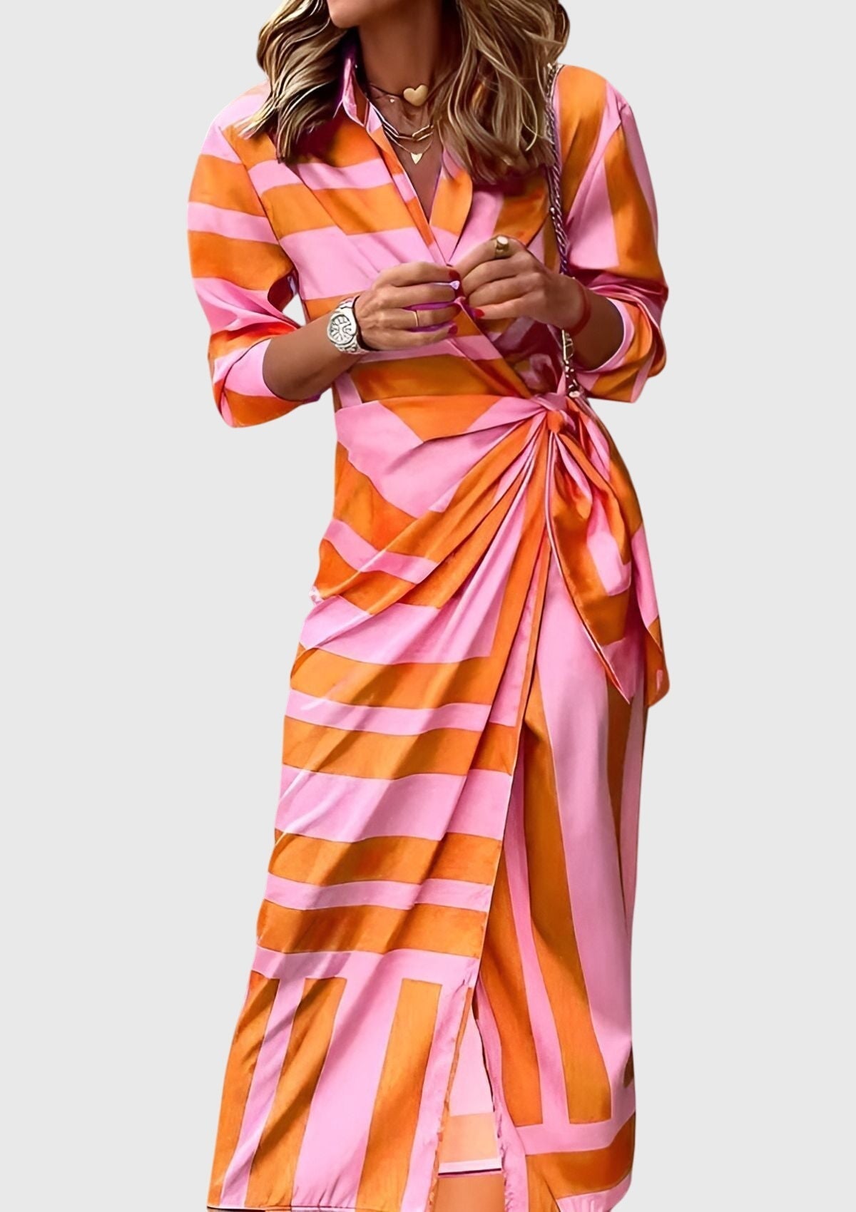Robe longue à manches longues imprimée pour femmes - Emilia Lane