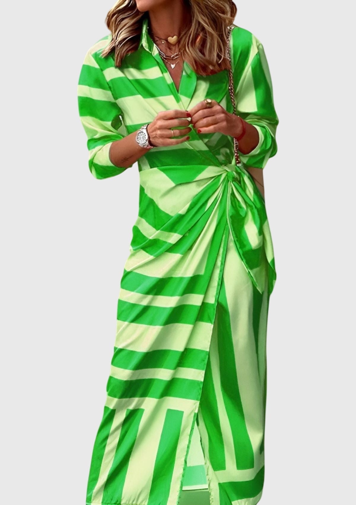Robe longue à manches longues imprimée pour femmes - Emilia Lane