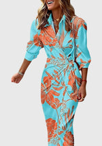 Robe longue à manches longues imprimée pour femmes - Emilia Lane