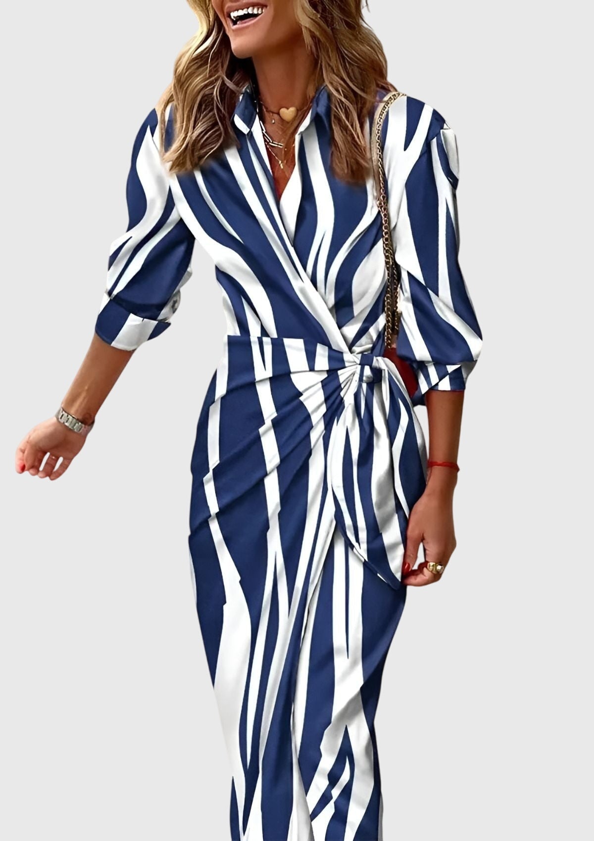 Robe longue à manches longues imprimée pour femmes - Emilia Lane