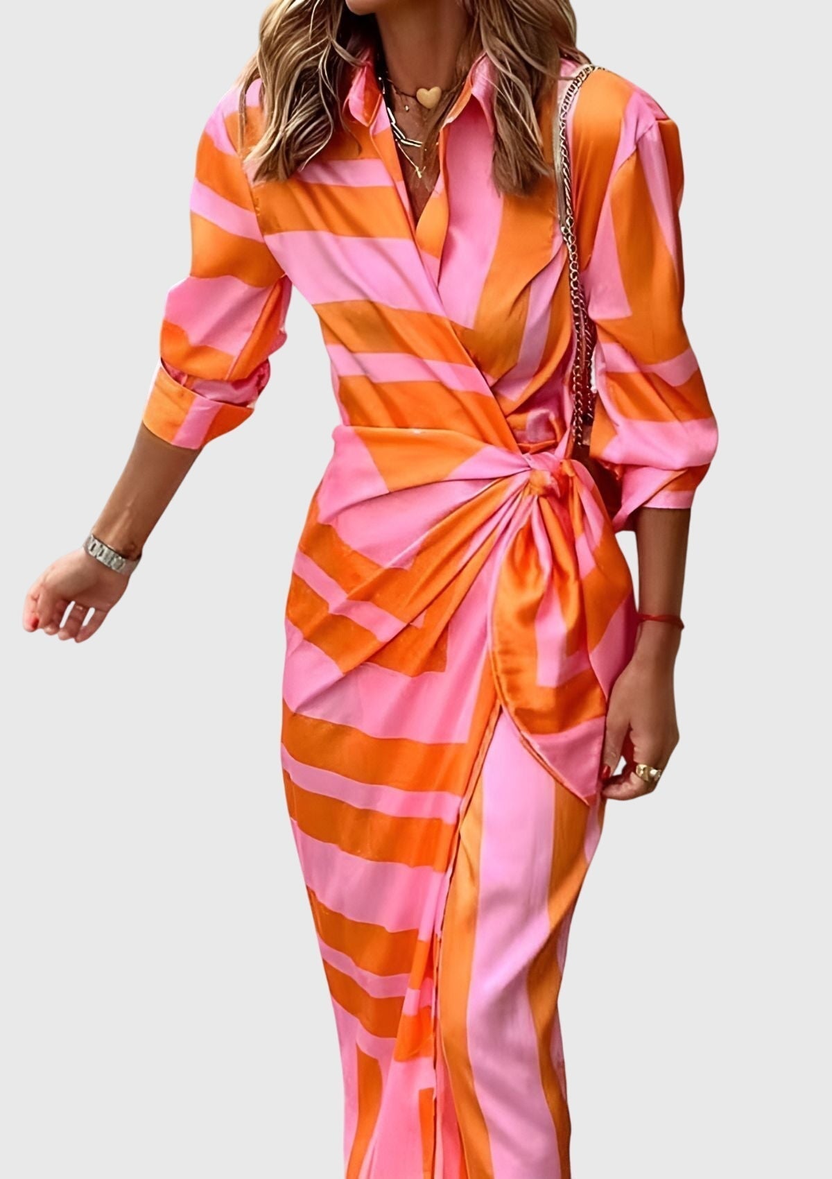 Robe longue à manches longues imprimée pour femmes - Emilia Lane