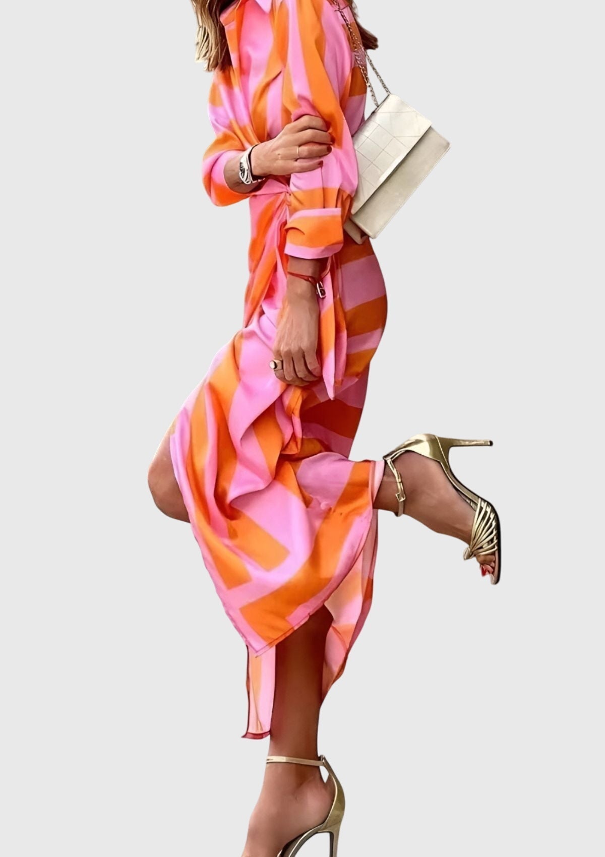 Robe longue à manches longues imprimée pour femmes - Emilia Lane