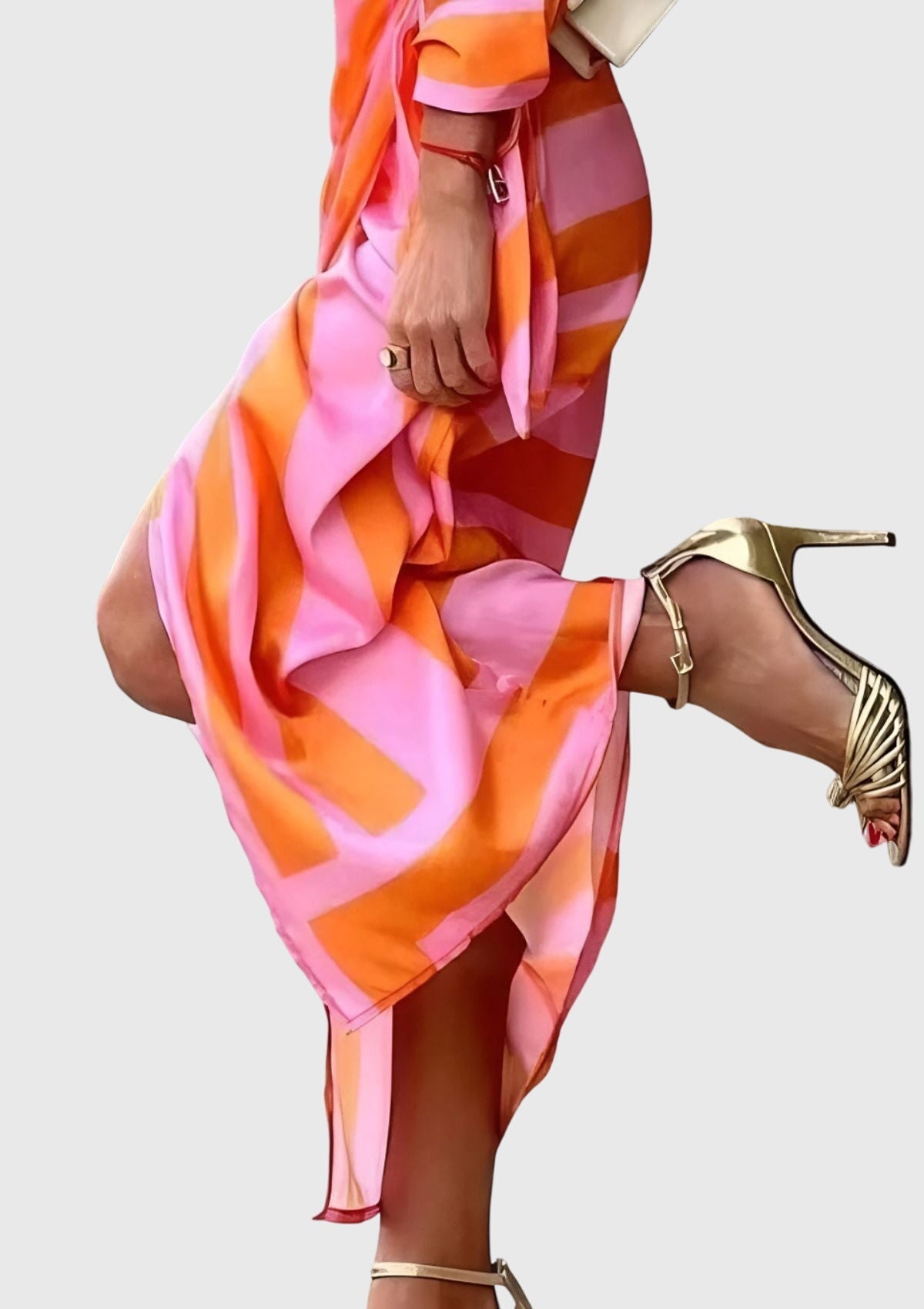 Robe longue à manches longues imprimée pour femmes - Emilia Lane