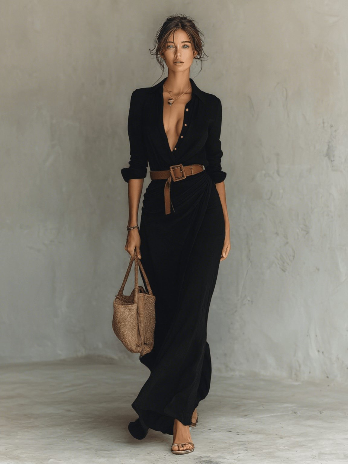 Robe Longue Asymétrique à Ceinture pour Femmes - Emilia Lane